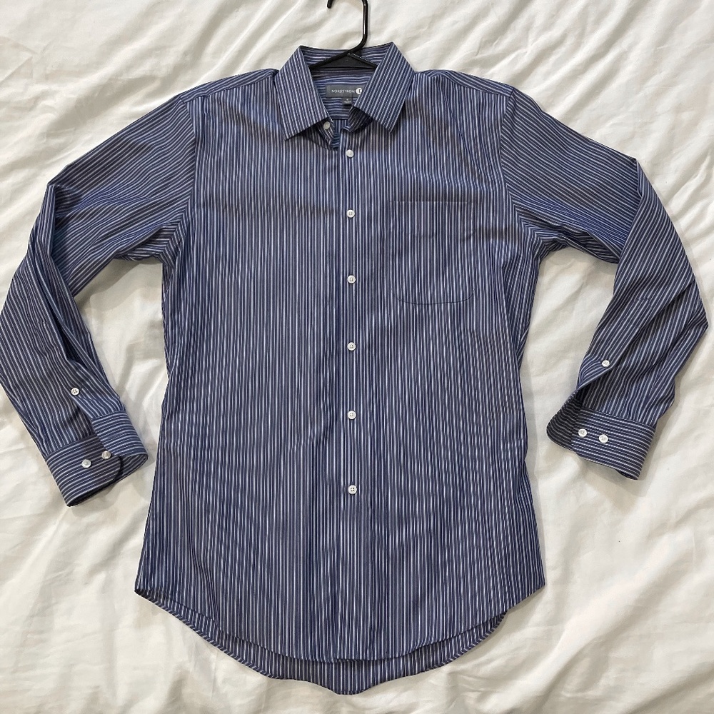 Nordstrom dress shirt blue striped 15 32/33